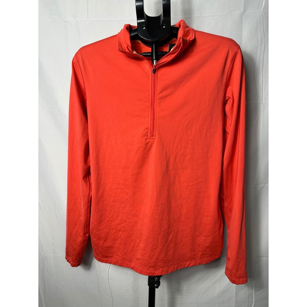 Nike Pro Dri-FIT Womens XL Quarter Zip Pullover Orange Long Sleeve Training Top